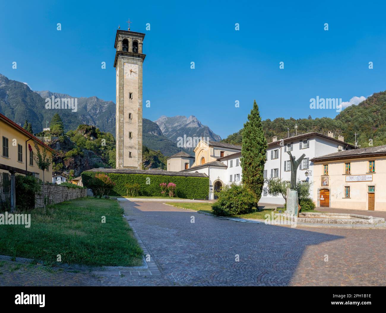 Chiavenna the tower of church San Lorenzo Stock Photo - Alamy