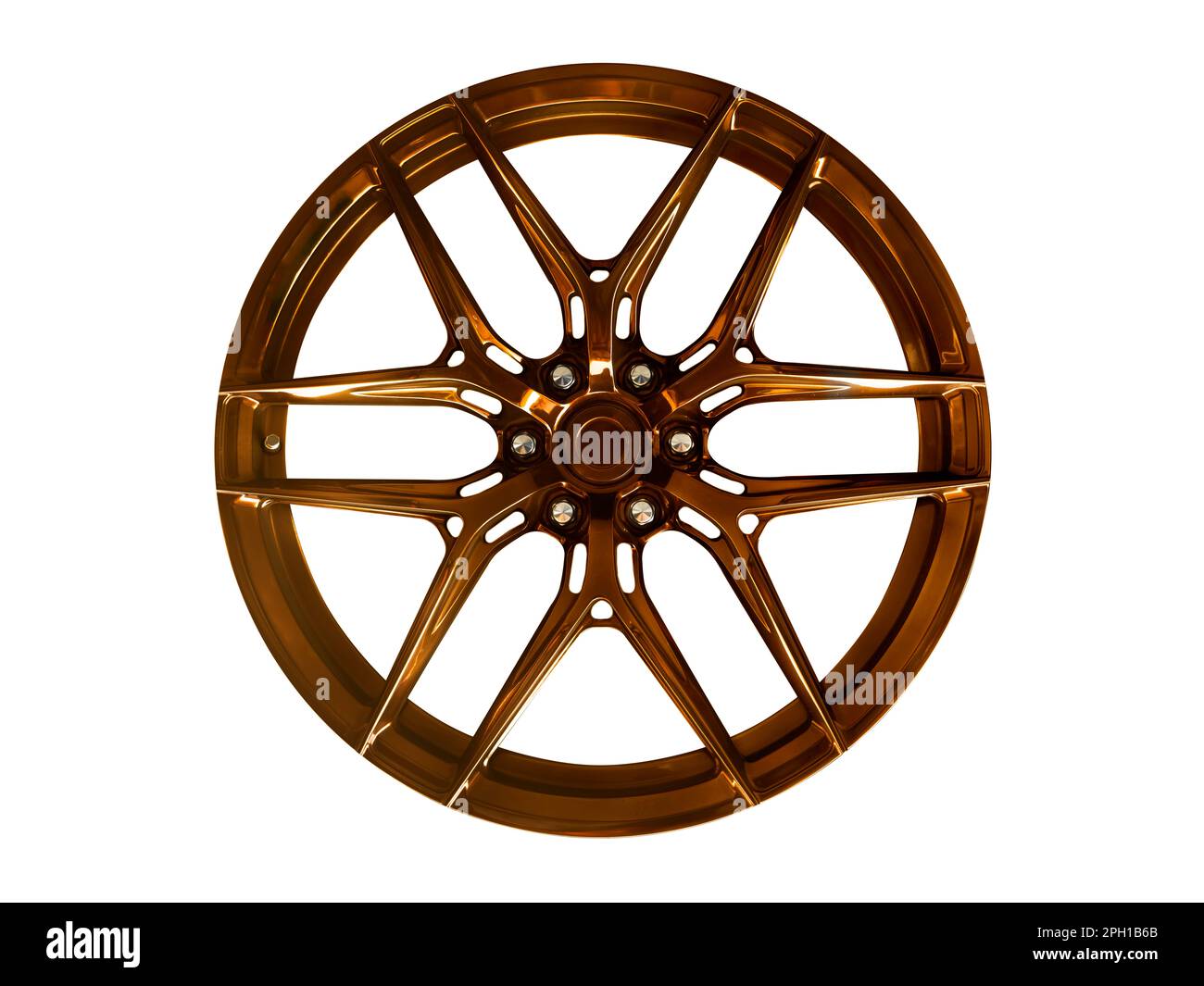 Car alloy wheel isolated on white background. New alloy wheel for a car