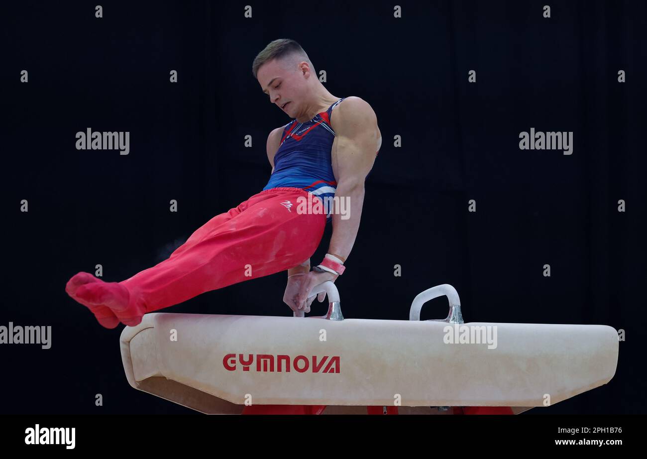 Exhibition Centre, Liverpool, UK. 25th Mar, 2023. British Gymnastics Championships Day 3; ; Men's Individual All-Around Final Pommel Horse - Pavel Karnejenko (South Essex GC) Credit: Action Plus Sports/Alamy Live News Stock Photo