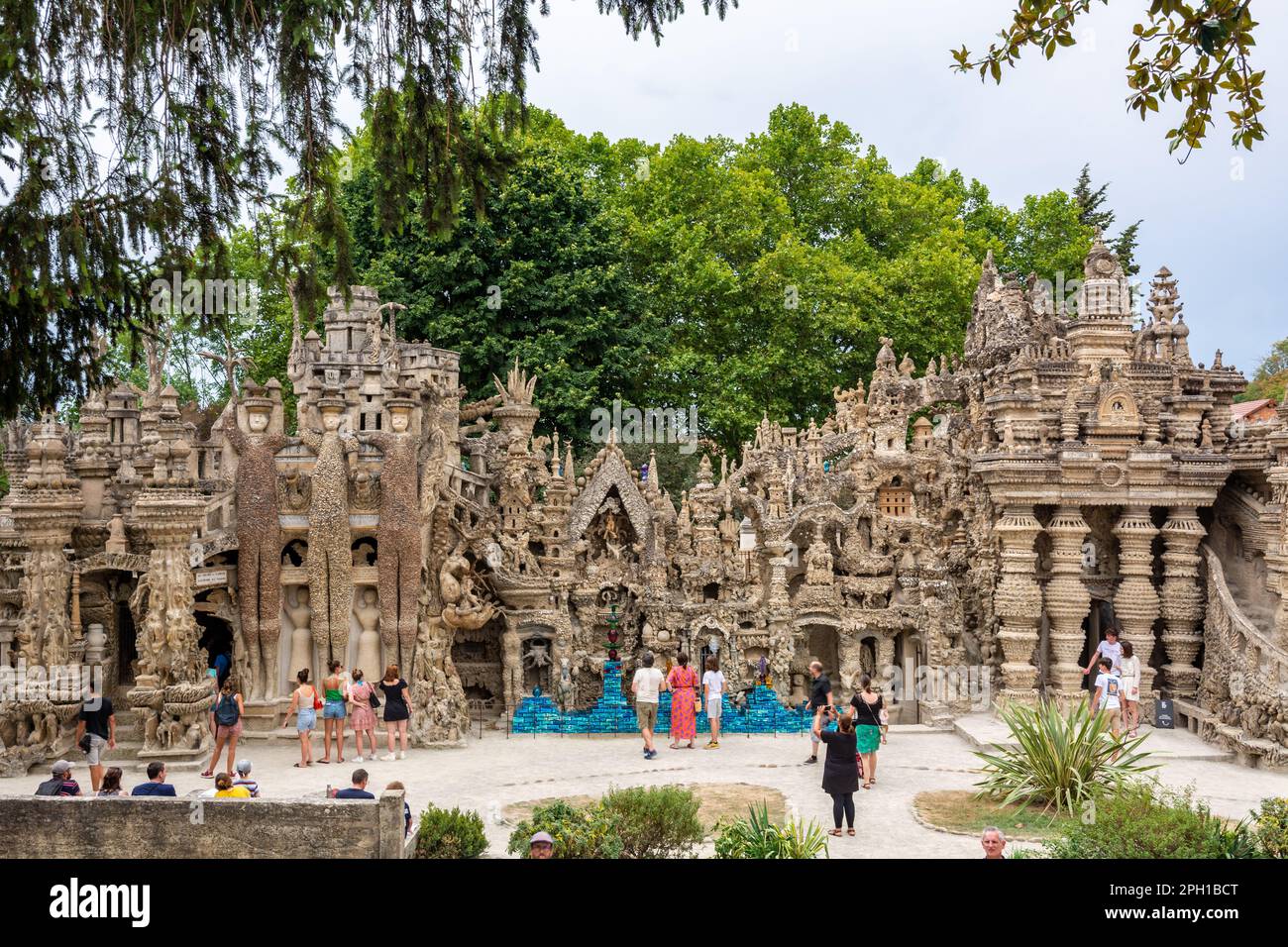 Hauterives, France - August 05, 2022 : The Postman Cheval s Ideal Palace is a unique architectural wonder located in Hauterives, built by a postman na Stock Photo
