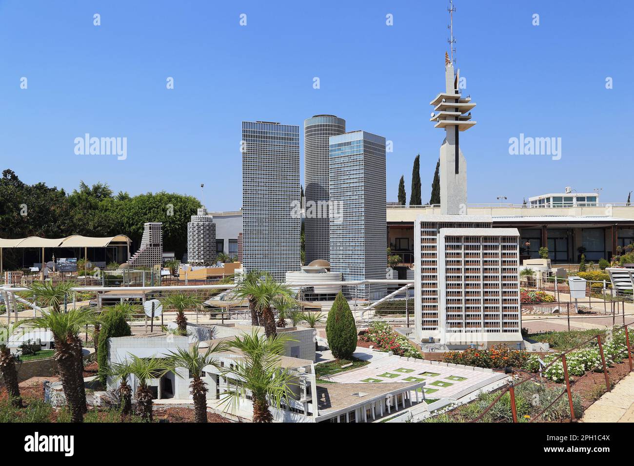 LATRUN, ISRSAEL - SEPTEMBER 18, 2017: These are the skyscrapers of Tel Aviv in Mini Israel Miniature Park. Stock Photo