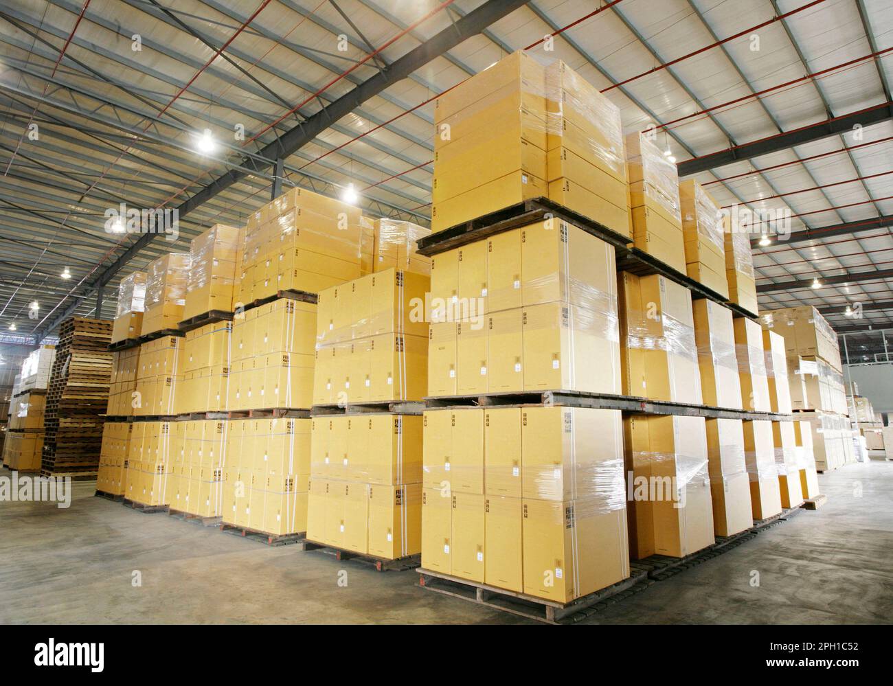 Carbon boxes in storage warehouse Stock Photo Alamy