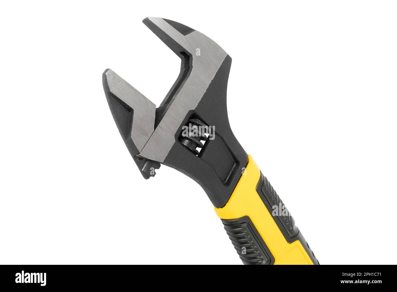 Adjustable wrench isolated in white background. New steel adjustable