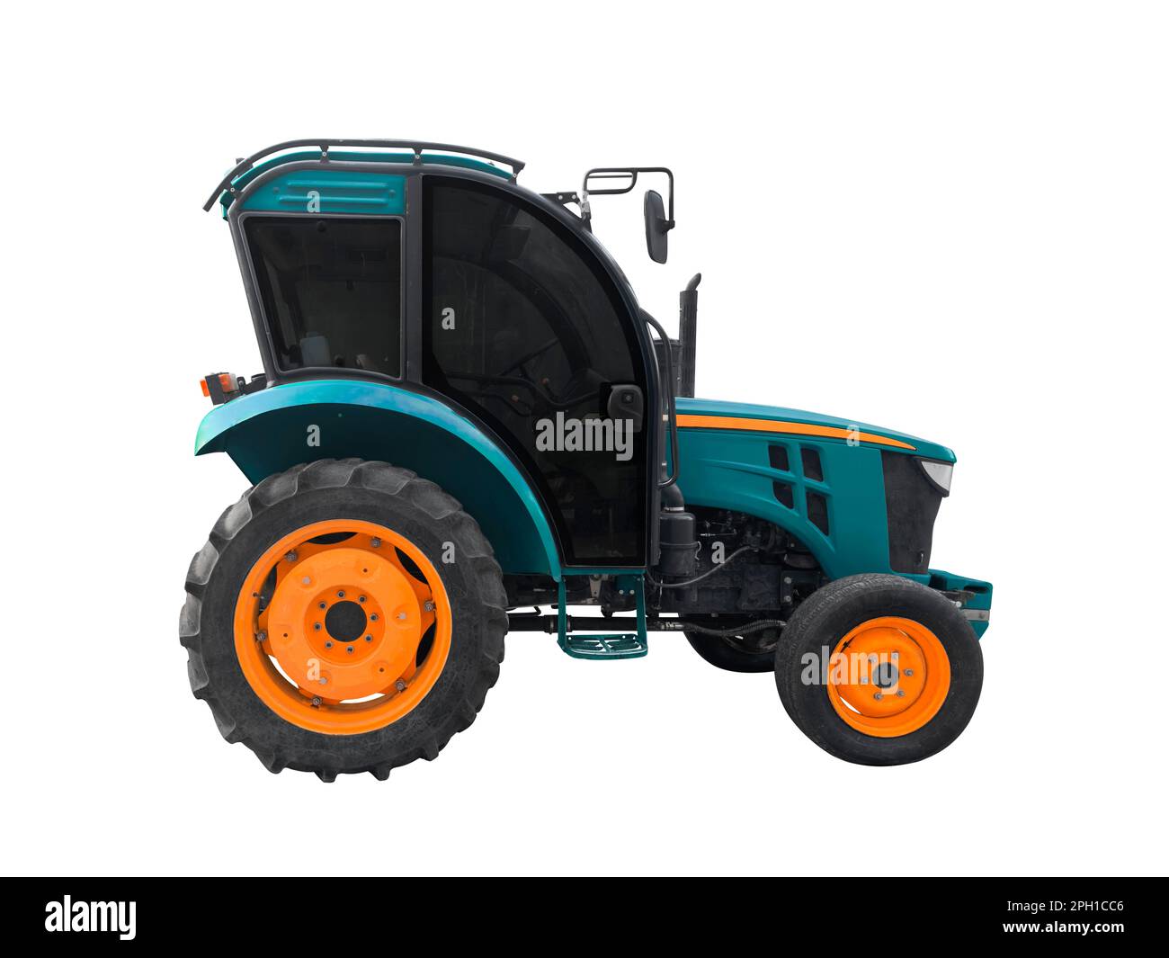 Tractor isolated on a white background. Green modern tractor