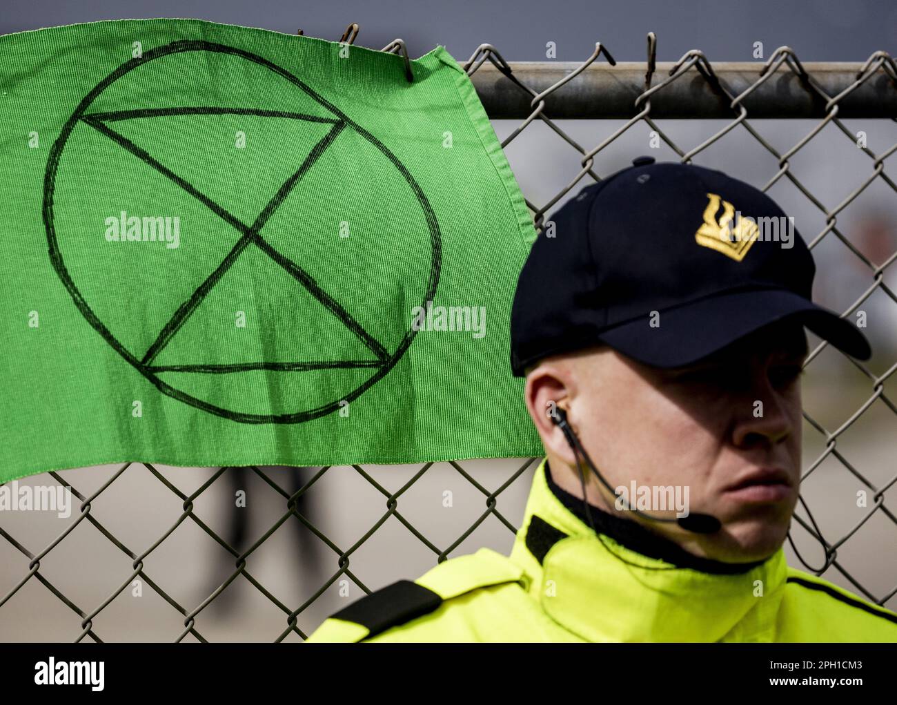 Eindhoven, Netherlands. 25th Mar 2023. EINDHOVEN - Extinction Rebellion climate activists are taking action at Eindhoven Airport. The activists are very concerned about the damage that air traffic causes to the climate. ANP SEM VAN DER WAL netherlands out - belgium out Credit: ANP/Alamy Live News Stock Photo