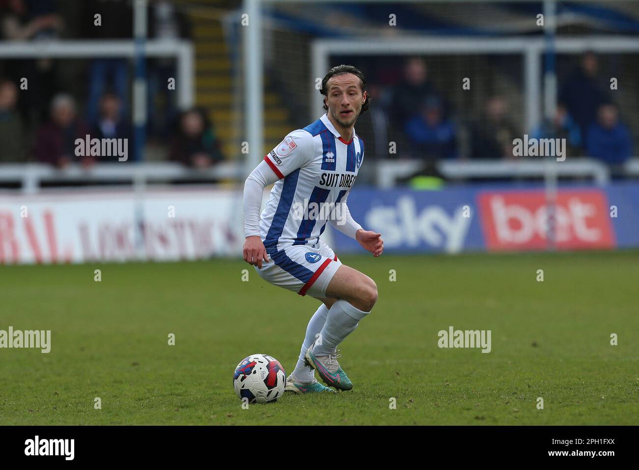 Jamie Sterry of Hartlepool United during the Sky Bet League 2 match between Hartlepool United and Leyton Orient at Victoria Park, Hartlepool on Saturday 25th March 2023. (Photo: Mark Fletcher | MI News) Stock Photo