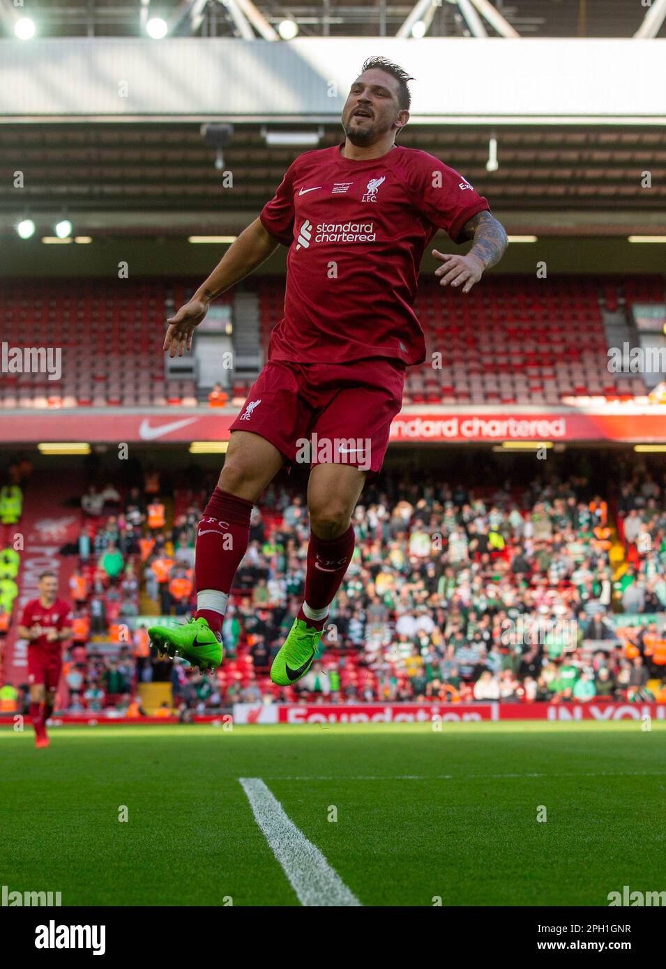 Liverpool Legends Mark Gonzalez celebrate scoring during the Legends ...
