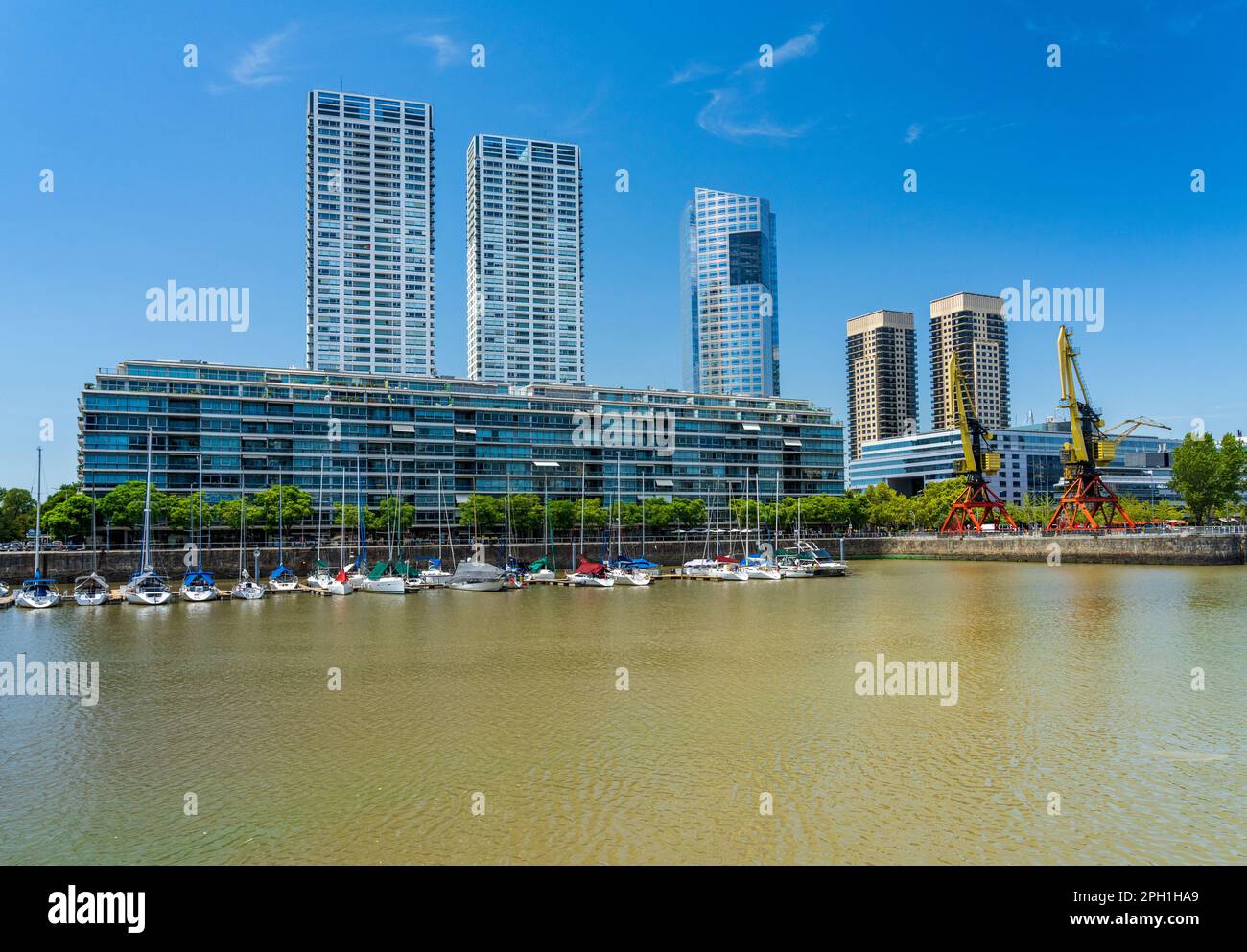 Marina and modern homes in the Puerto Madero district of Buenos Aires Argentina Stock Photo