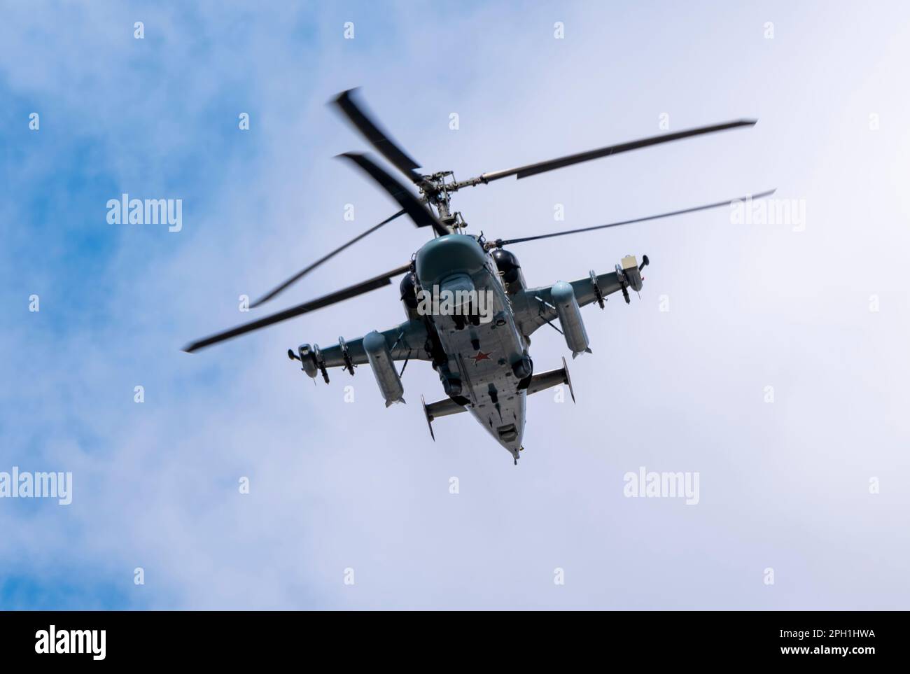 ZHUKOVSKY, RUSSIA - 25 July 2021: Demonstration of the Kamov Ka-52 ...