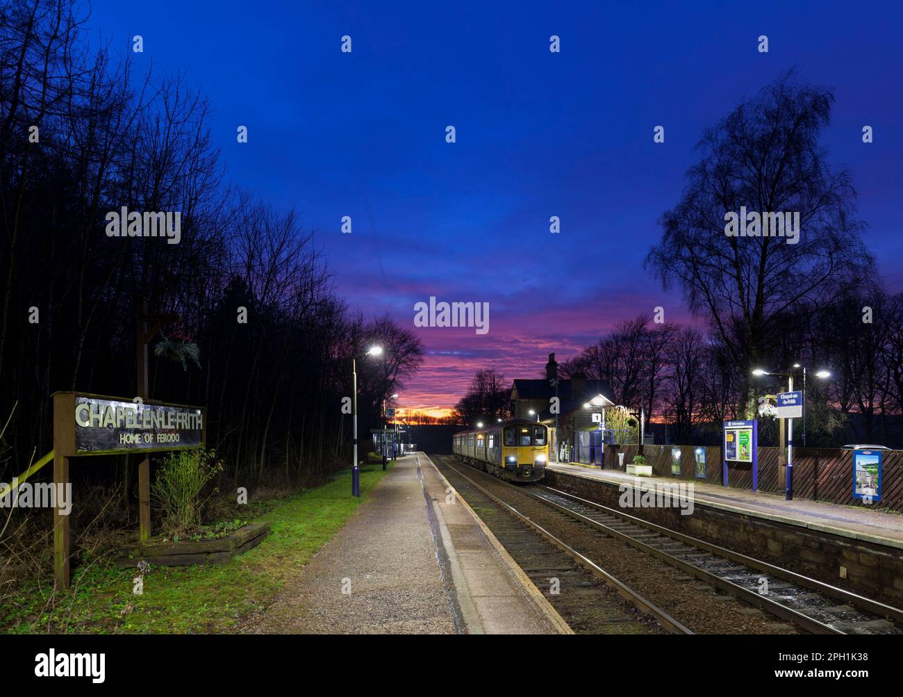 Northern Rail class 150 DMU train calling at the small 2 platform