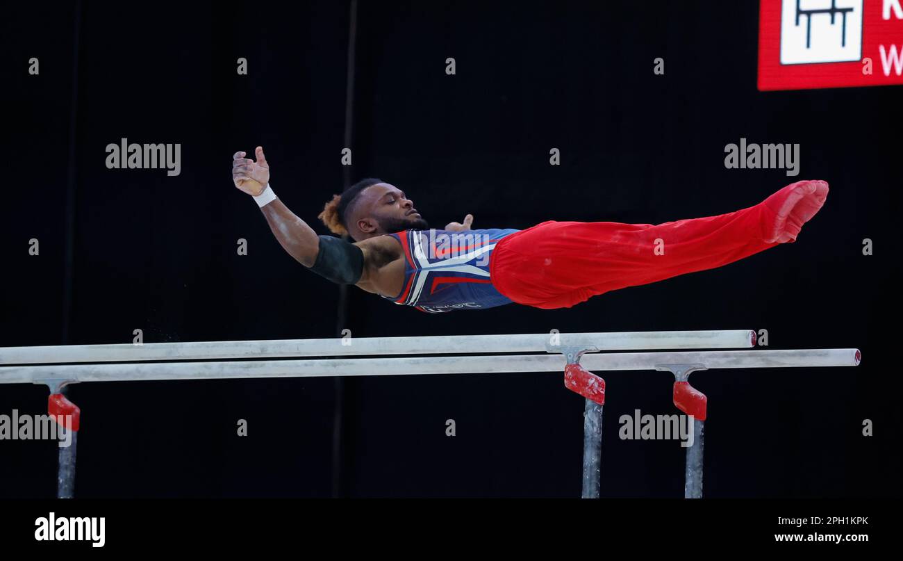 Exhibition Centre, Liverpool, UK. 25th Mar, 2023. British Gymnastics Championships Day 3; Men's Individual All-Around Final Parallel Bars - Courtney Tulloch (South Essex GC) Credit: Action Plus Sports/Alamy Live News Stock Photo