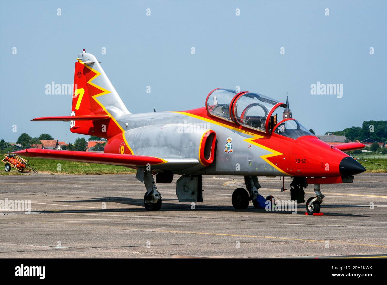 Spanish Air Force Casa C-101 Aviojet advanced trainer and light attack aircraft on the tarmac of Cambrai Air Base. Cambra, France - June 26, 2010 Stock Photo