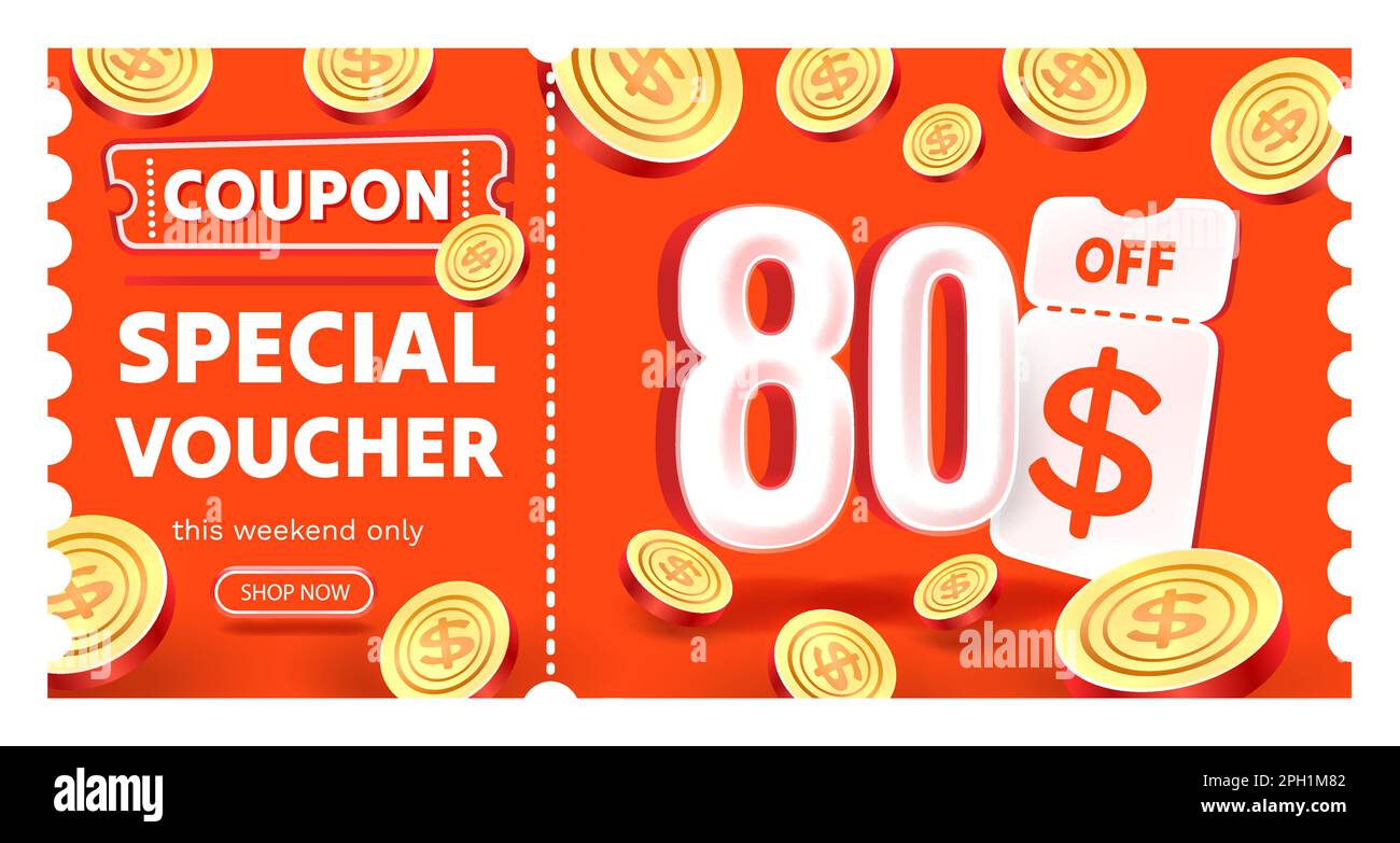 Coupon special voucher 80 dollar , Check banner special offer. Vector ...