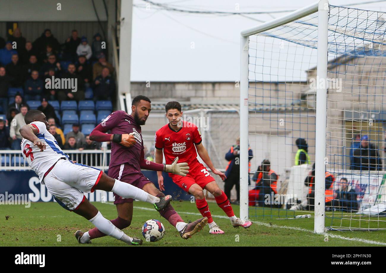 Hartlepool on Saturday 25th March 2023. Hartlepool United's Josh Umerah ...