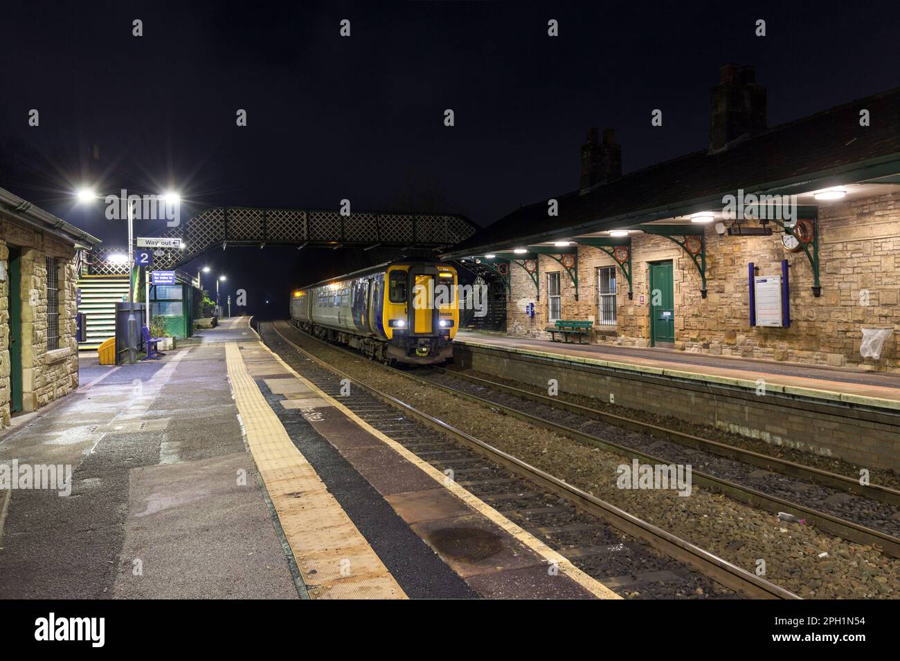 Northern Rail class 156 DMU train calling at Whaley Bridge railway