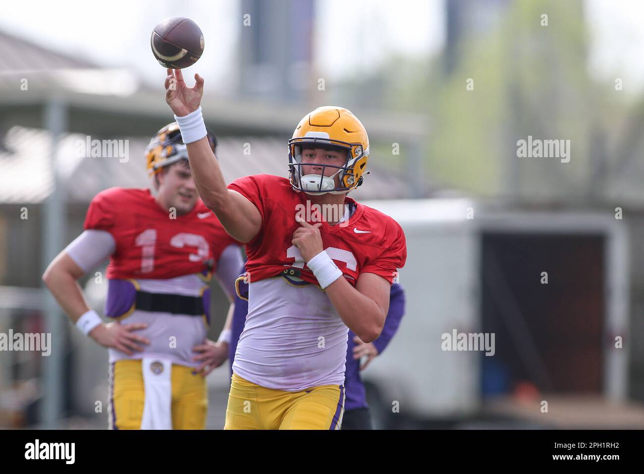 March 25, 2023 LSU quarterback Hamsley (16) makes a throw