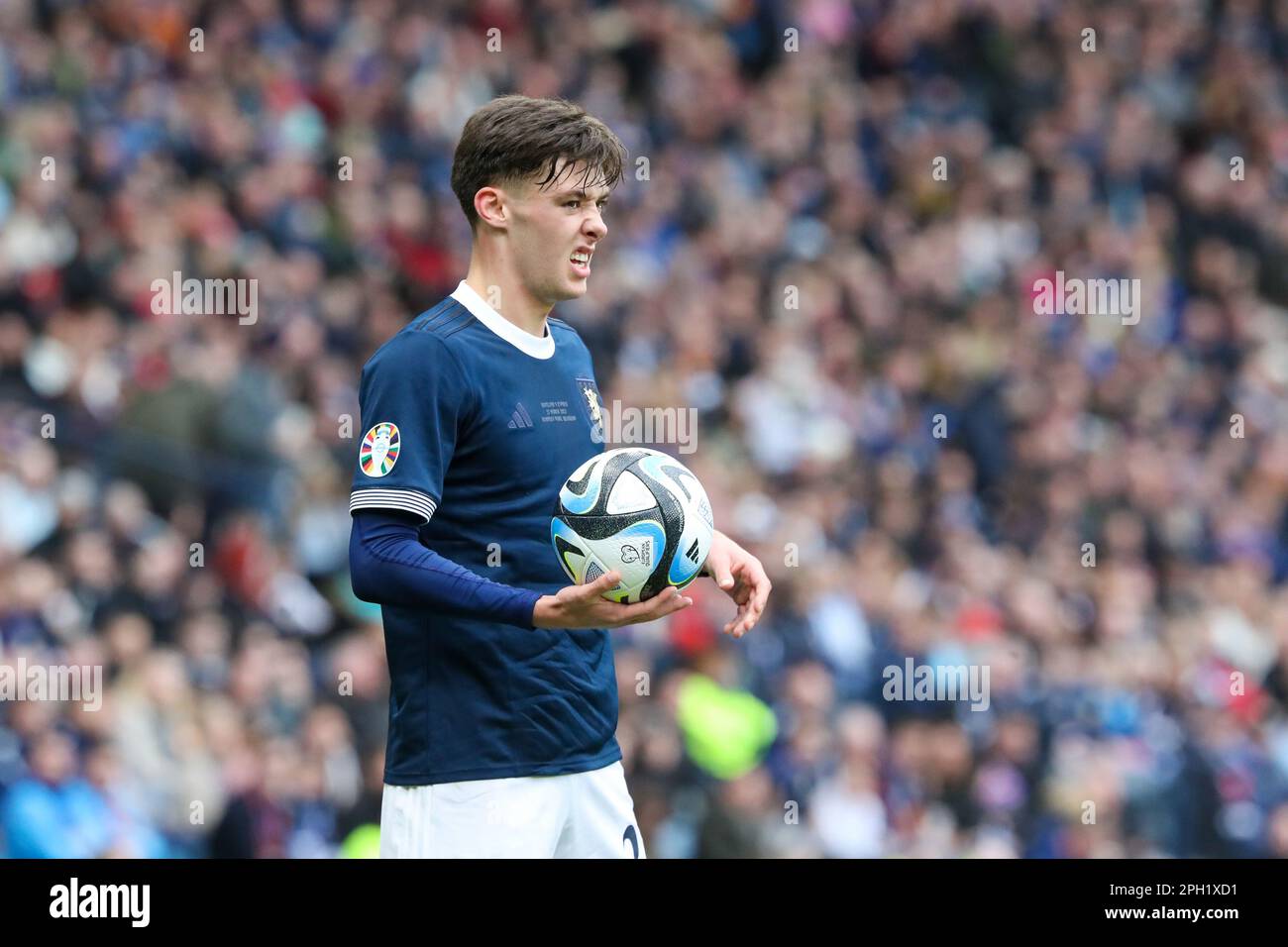 Glasgow, UK. 25th Mar, 2023. UK. Scotland played Cyprus in the European Championships 20324 Qualifying Round at Hampden Park, Glasgow, UK. Scotland won 3 - 0 with goals from McGinn (21 mins) and McTominay (87 mins and 90  3) Credit: Findlay/Alamy Live News Stock Photo