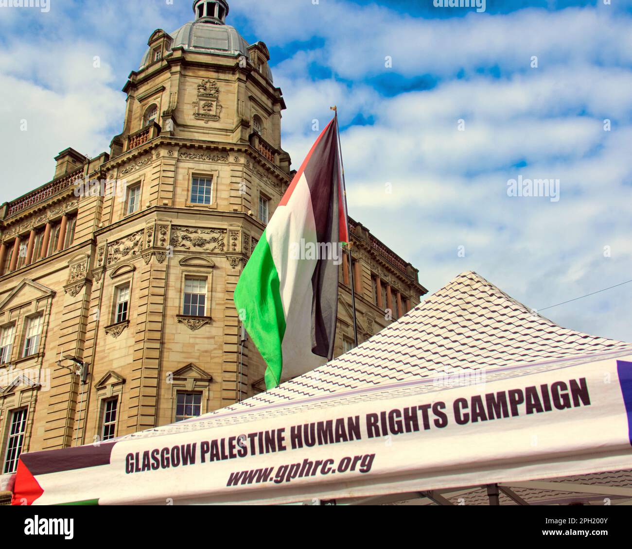 glasgow palestine human rights campaign canopy on stall Stock Photo