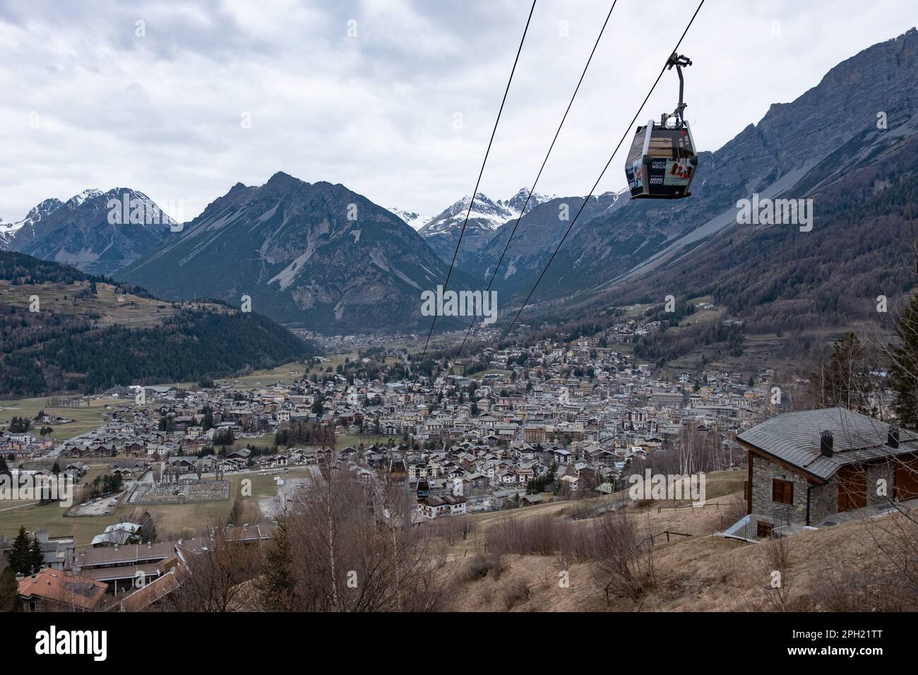 A view of the village of Bormio in the Lombardy Alps Stock Photo