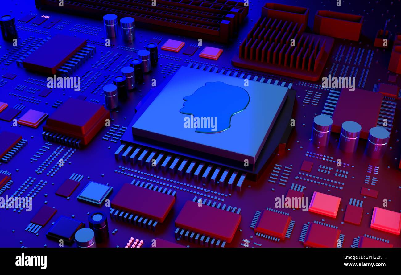 AI Artificial Intelligence Human Thinking Micro Processor Concept 3D
