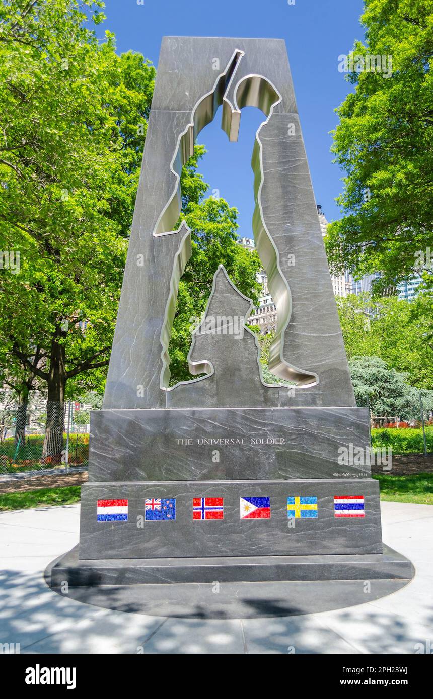 NEW YORK CITY - MAY 27: Korean War Veterans Memorial in Battery Park, New York City, USA, May 27, 2013. The memorial, dating back 1991, was designed b Stock Photo