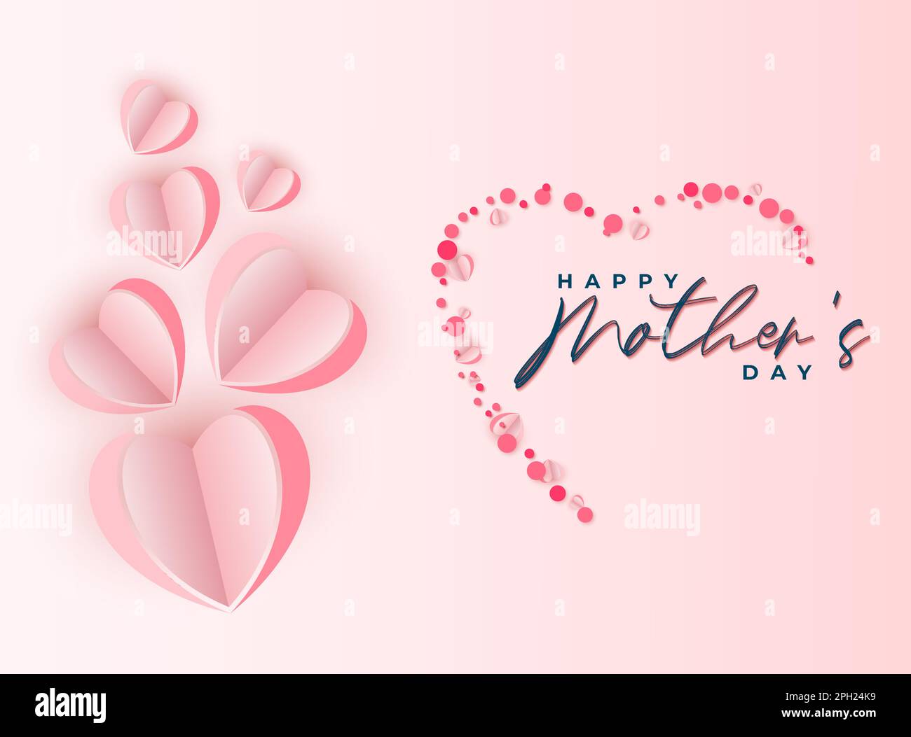 Pink Heart Paper Draw Round Mothers Day Backdrop