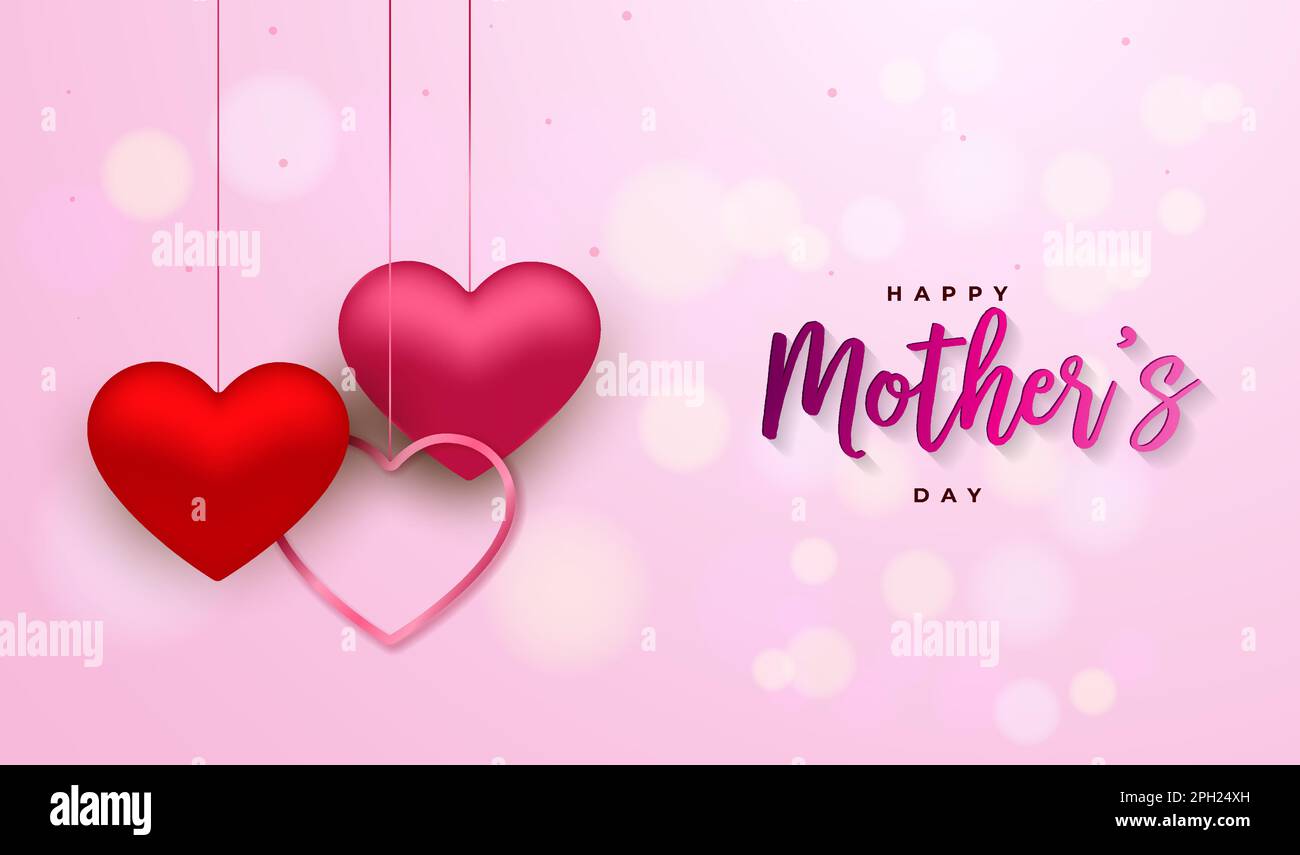 Happy mothers day background with red hearts Stock Vector Image & Art ...