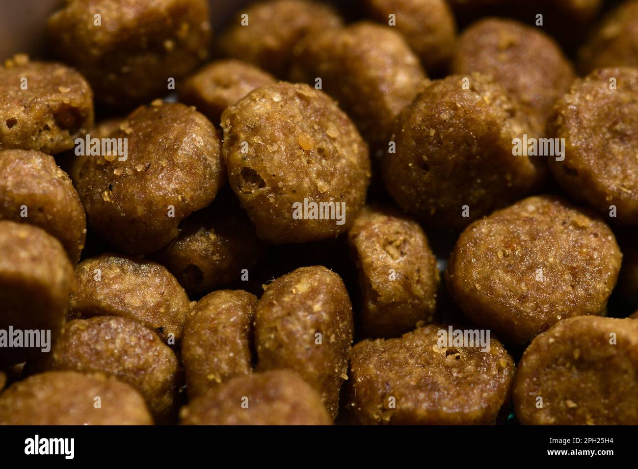 Closeup of the texture of the feed that is part of the dry food for