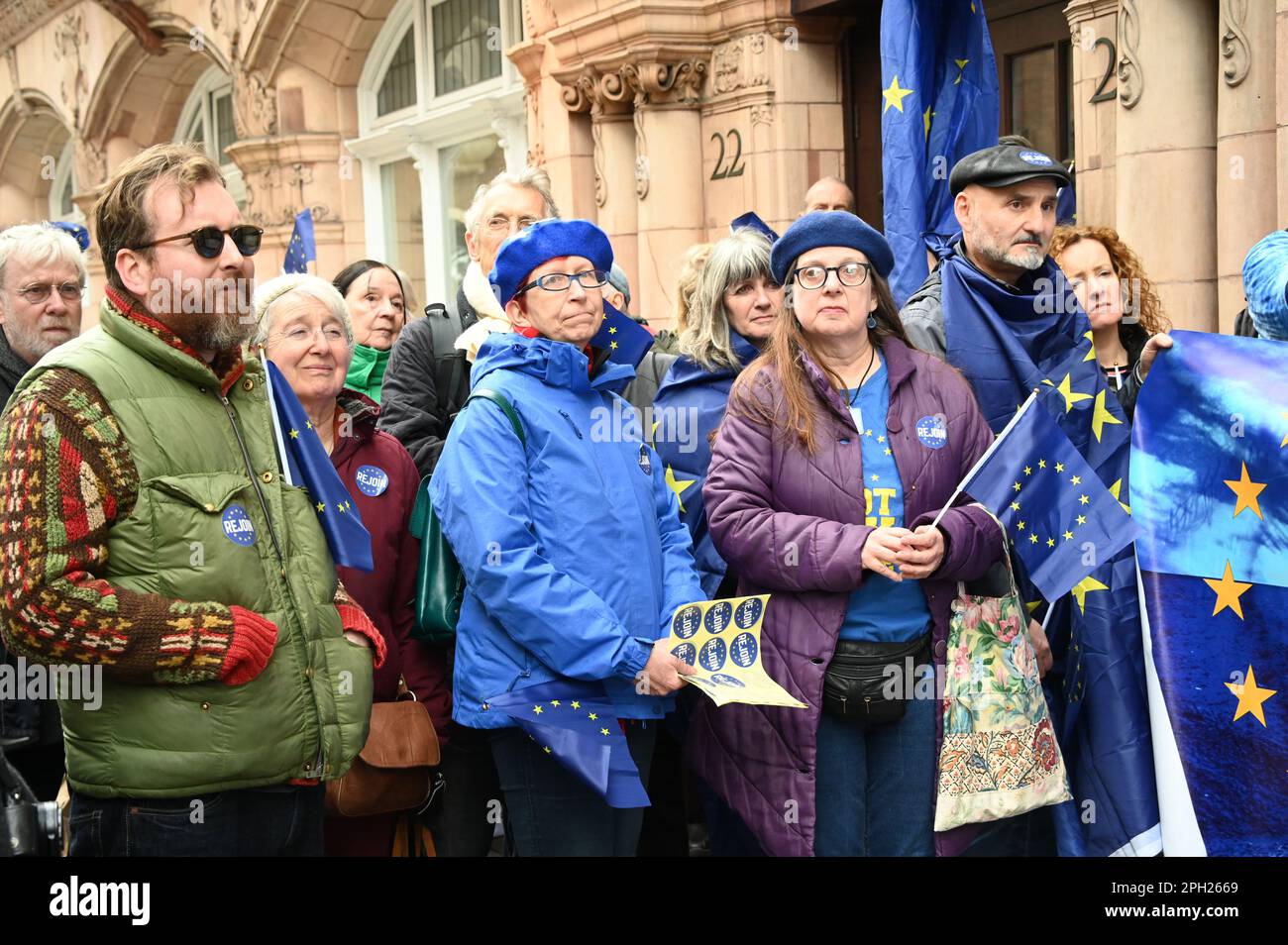 Parliament square, London, UK. 25th Mar, 2023. Pro-EU European demonstration a National Rejoin March - Day For Rejoin waving EU flags march in Westminster. Credit: See Li/Picture Capital/Alamy Live News Stock Photo