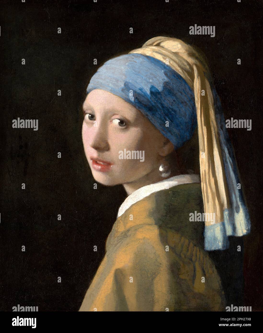 Johannes Vermeer&rsquo;s Girl with a Pearl Earring (ca. 1665) famous painting. Stock Photo