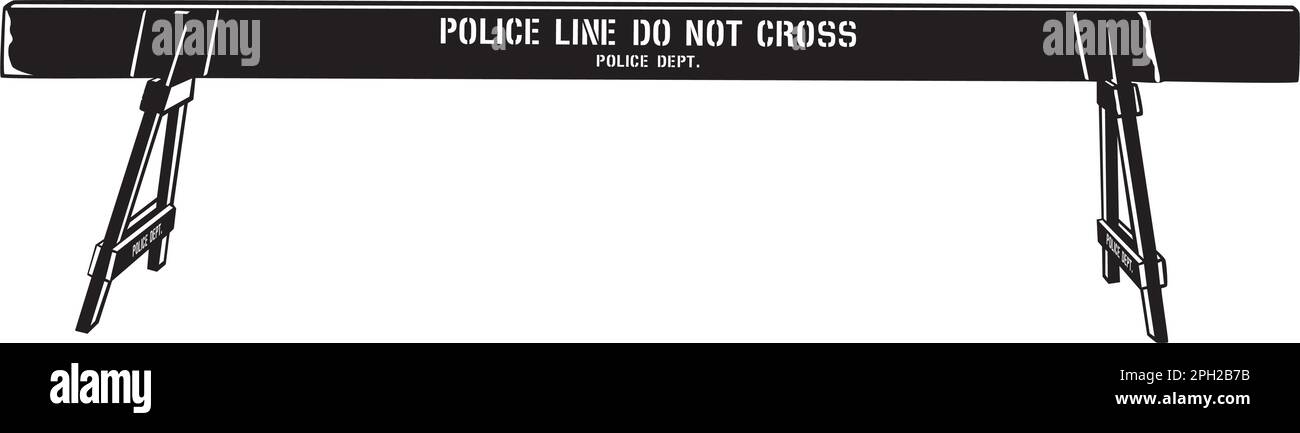 New York City Police 'Do Not Cross' Wooden Barricade, in flat black (also offered in color) Stock Vector