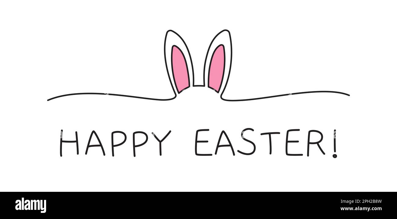 Doodle Happy Easter bunny ears scribble banner Stock Vector