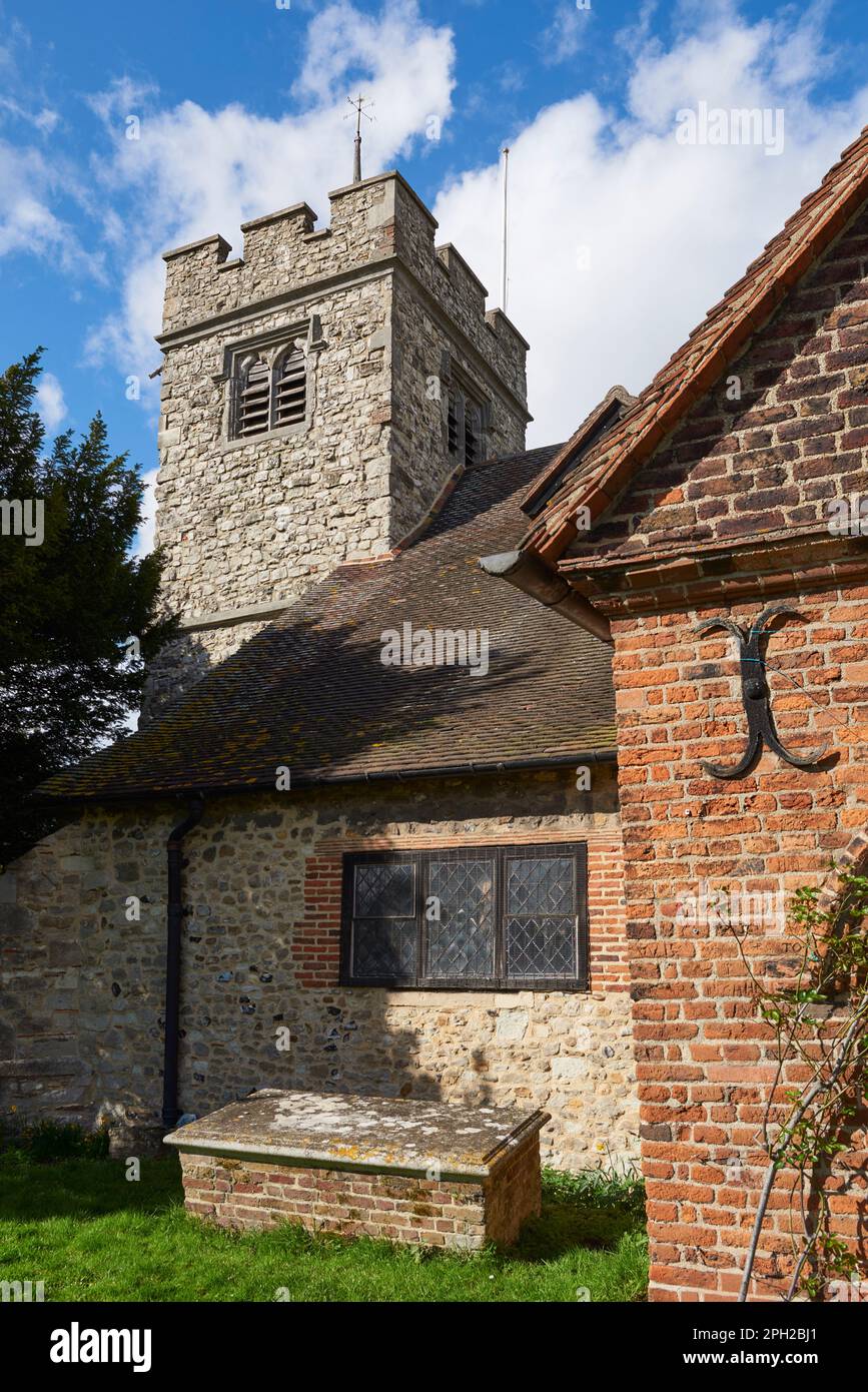 The tower of All Saints church, Chingford, London UK, dating from 1400 Stock Photo