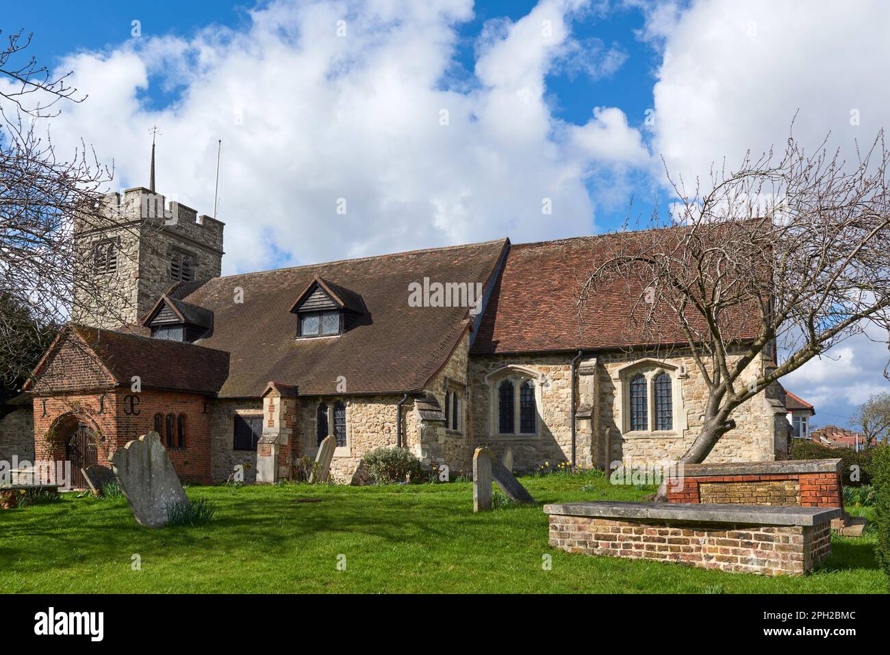 The ancient Grade II listed church of All Saints, Chingford, in the London Borough of Waltham Forest, UK Stock Photo