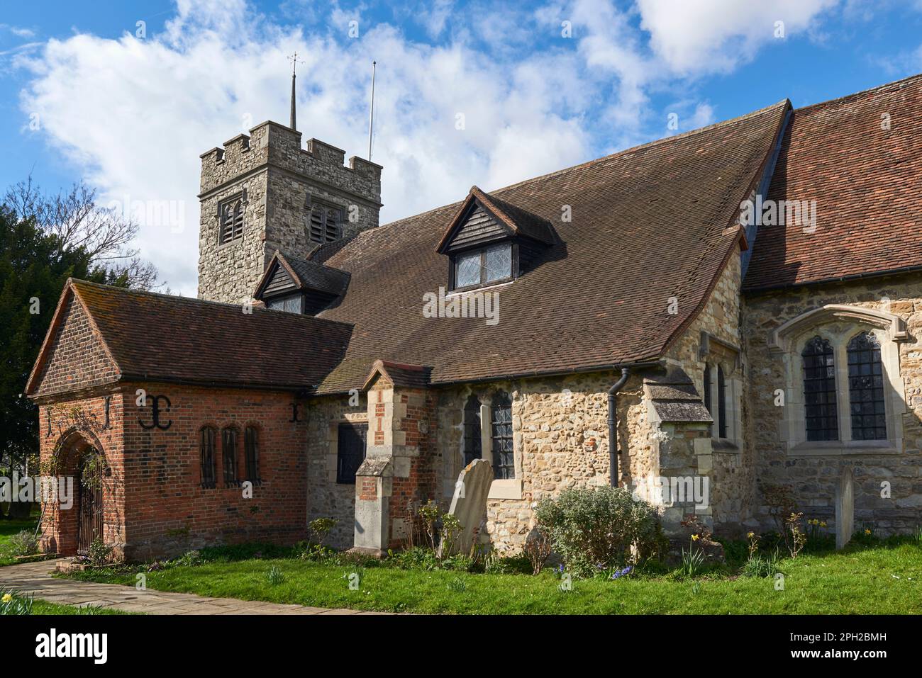 The historic church of All Saints, Chingford, London UK, with parts dating back to the 12th and 13th centuries Stock Photo