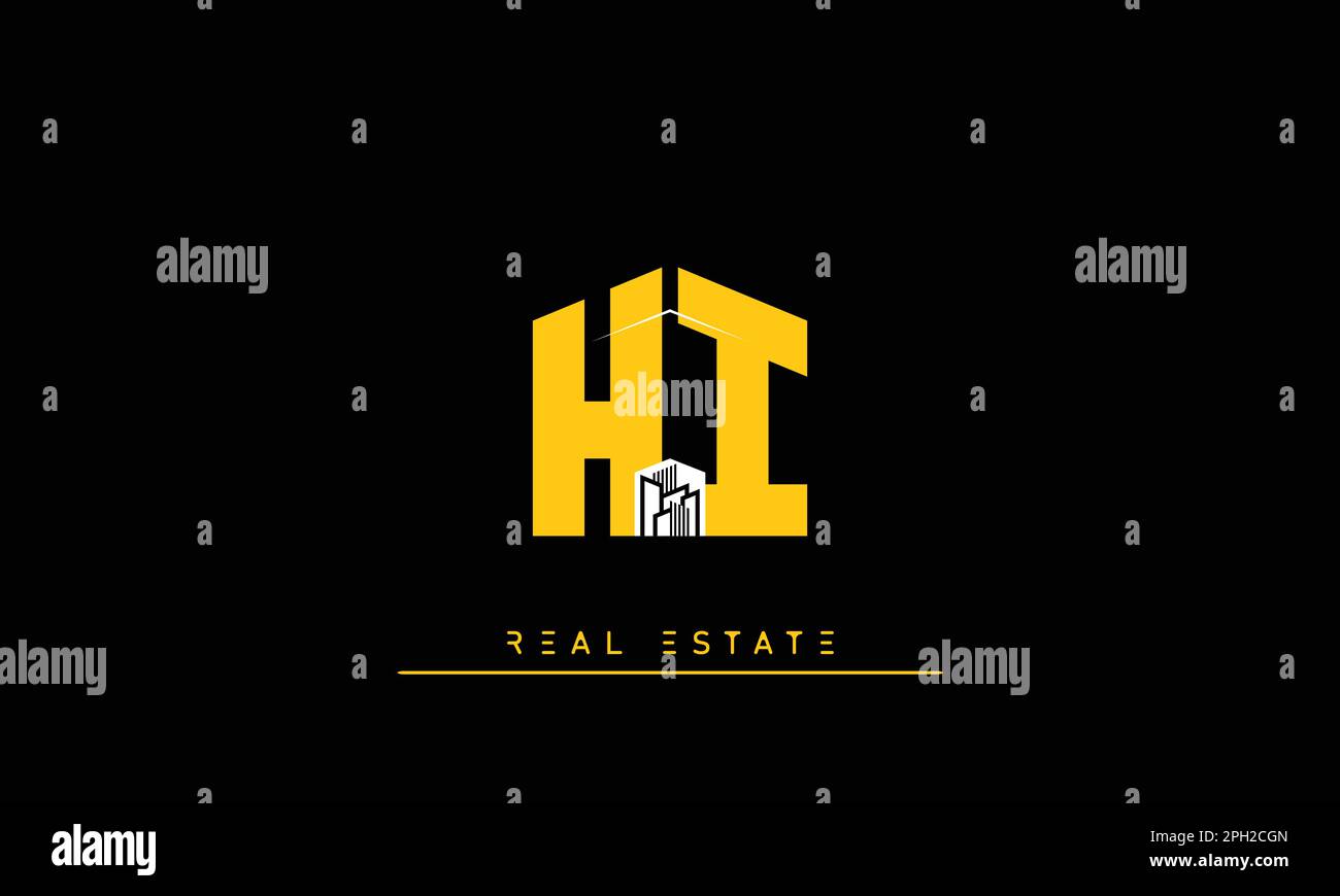Real Estate letters Initials Monogram logo HI , IH Stock Vector