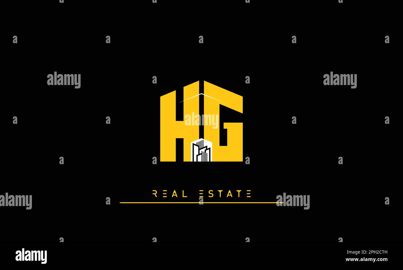 Real Estate letters Initials Monogram logo HG , GH Stock Vector