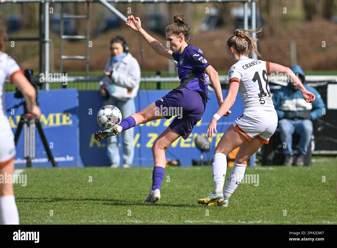 Marie Minnaert (16) of Anderlecht pictured in a duel with Charlotte