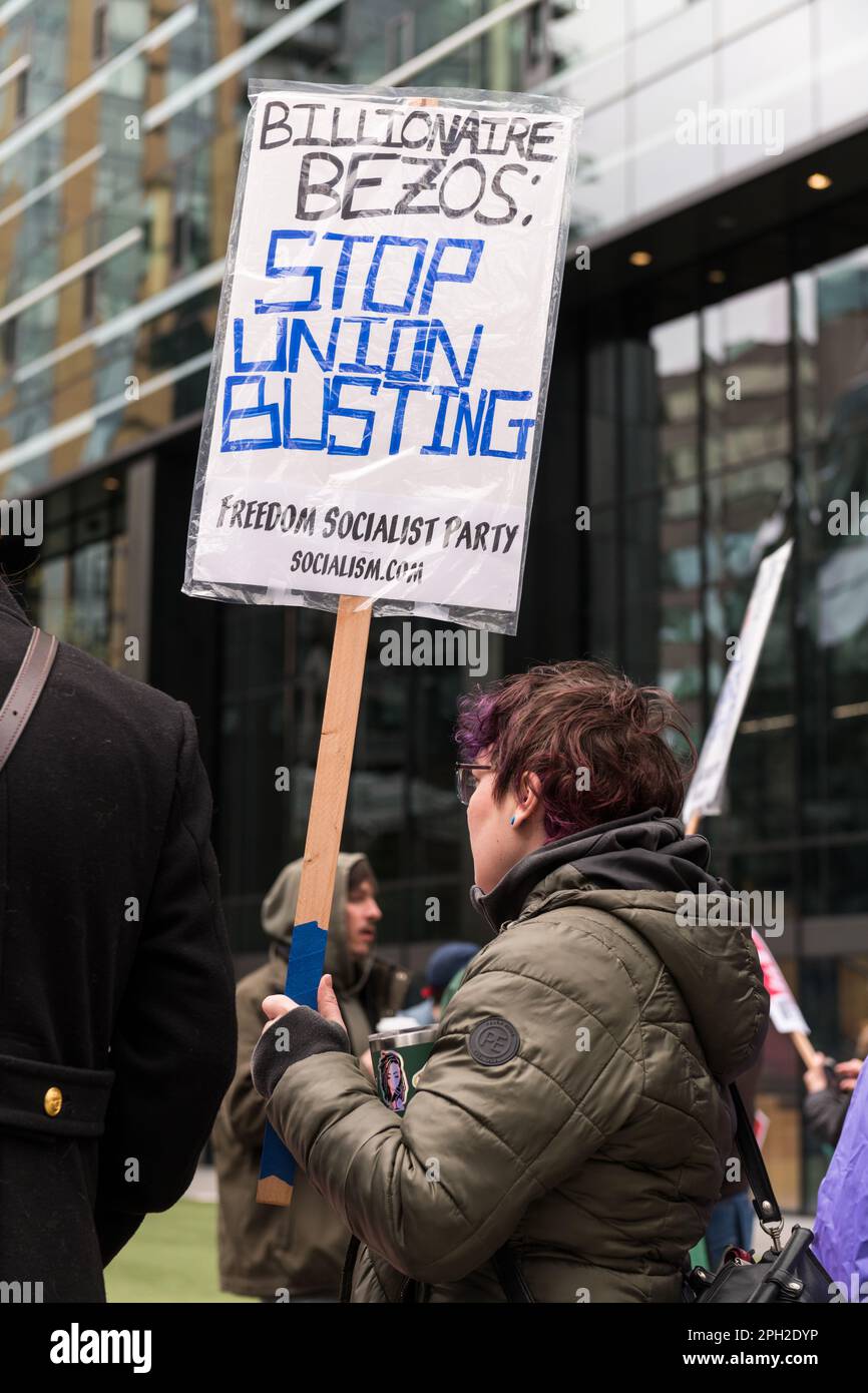 Seattle, USA. 25th Mar, 2023. Midday a rally to unionize Amazon and