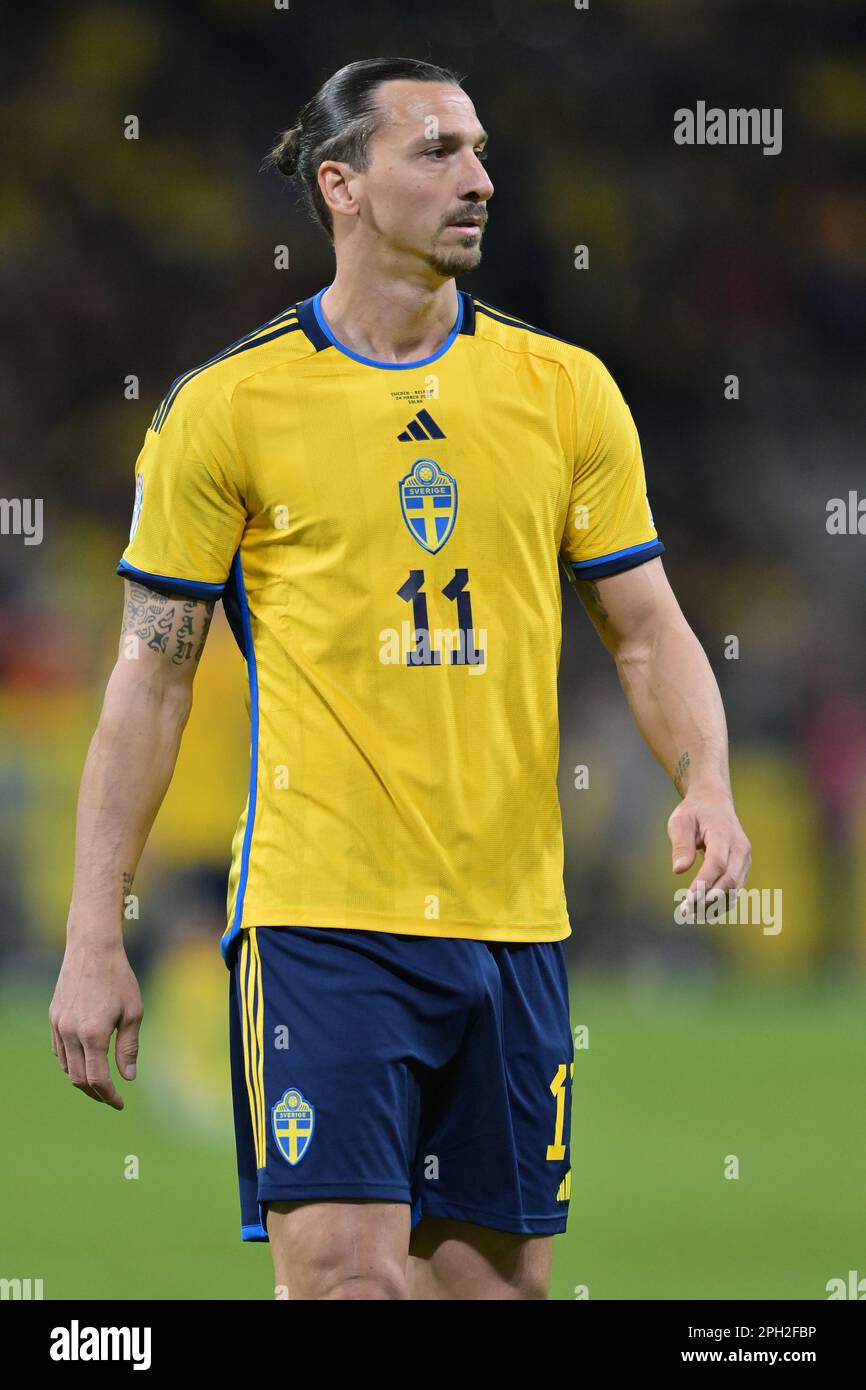 STOCKHOLM, SWEDEN - MARCH 24: Zlatan Ibrahimovic of Sweden during the UEFA  EURO 2024 qualifying round group F match between Sweden and Belgium at Frie  Stock Photo - Alamy