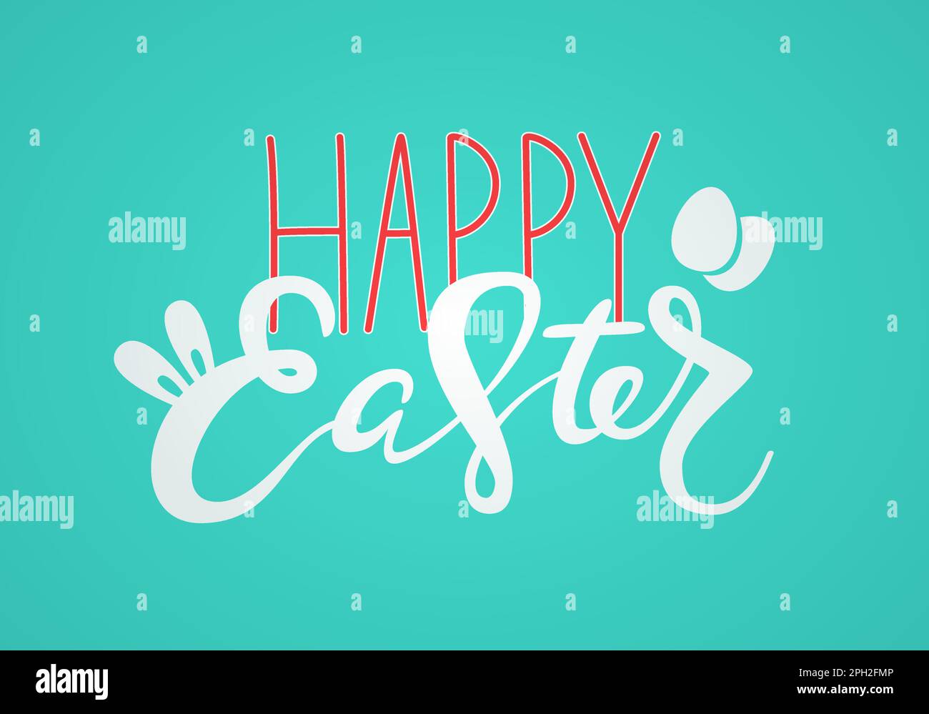 Cute Happy Easter lettering quote with bunny ears and eggs Stock Vector ...