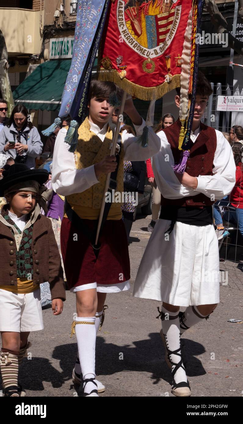 The falleras mayores during the fallas celebration in valencia,spain 2023 Stock Photo