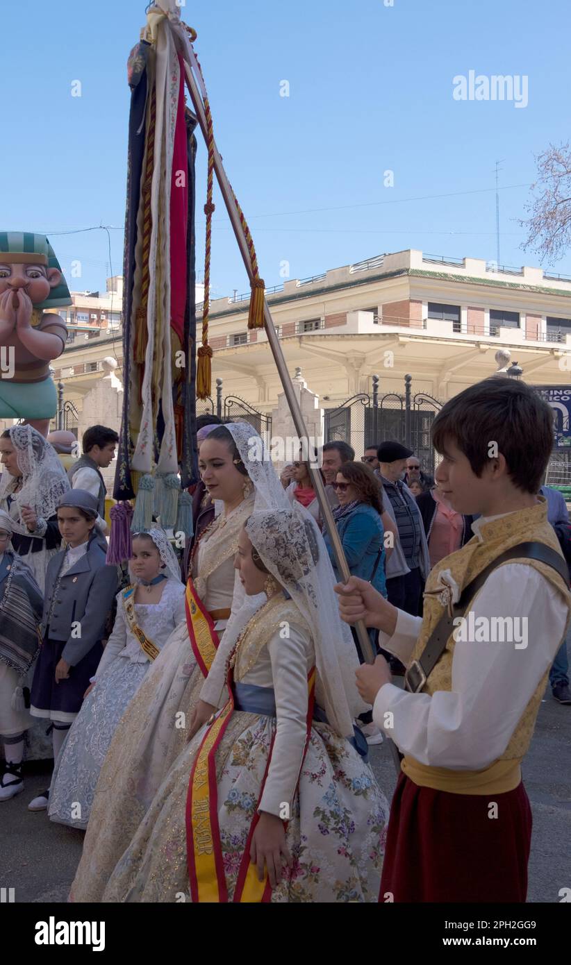 The falleras mayores during the fallas celebration in valencia,spain 2023 Stock Photo