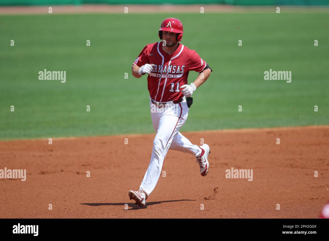 Baton Rouge, LA, USA. 25th Mar, 2023. Arkansas Jared Wegner (11) rounds