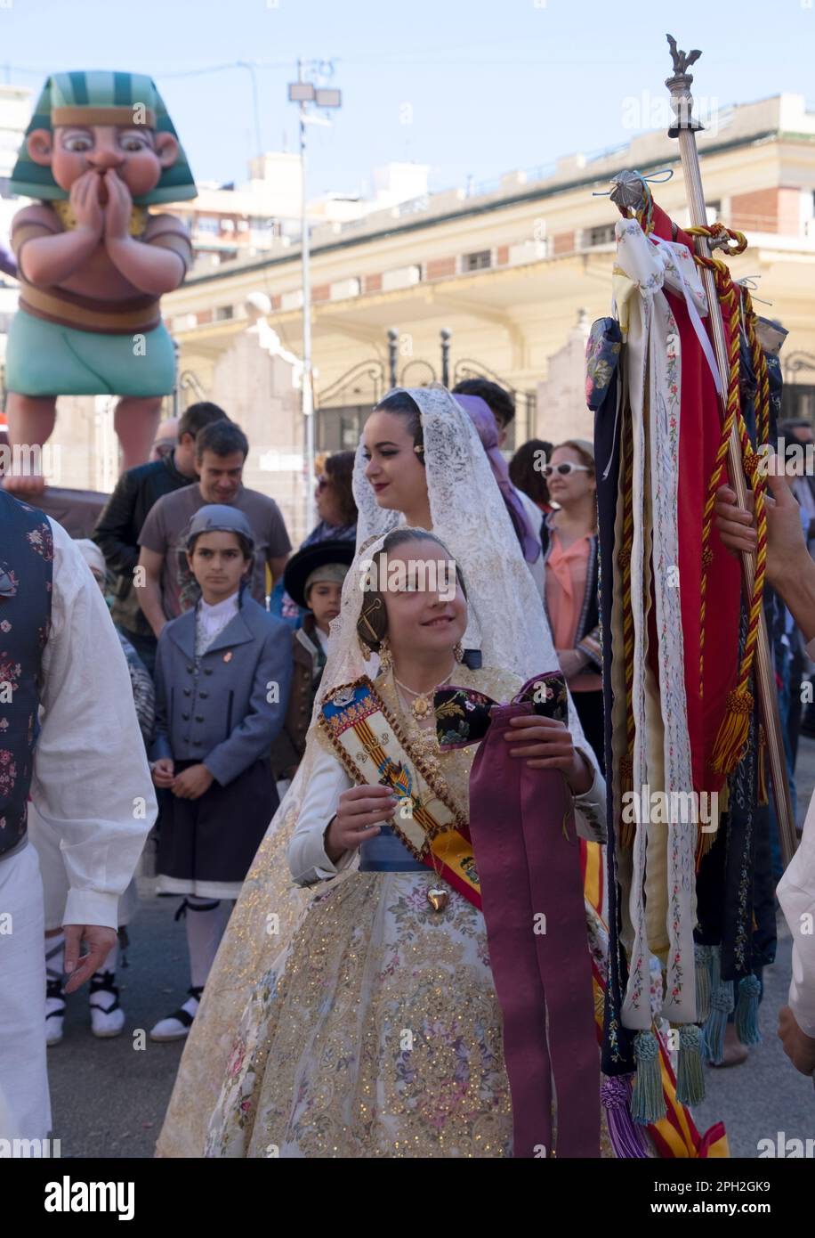 The falleras mayores during the fallas celebration in valencia,spain 2023 Stock Photo