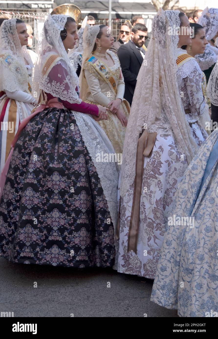 The falleras mayores during the fallas celebration in valencia,spain 2023 Stock Photo