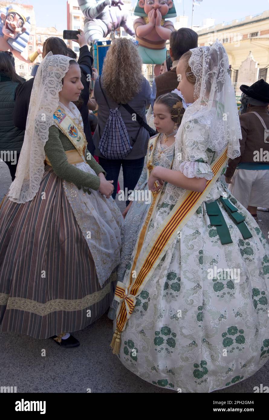 The falleras mayores during the fallas celebration in valencia,spain 2023 Stock Photo