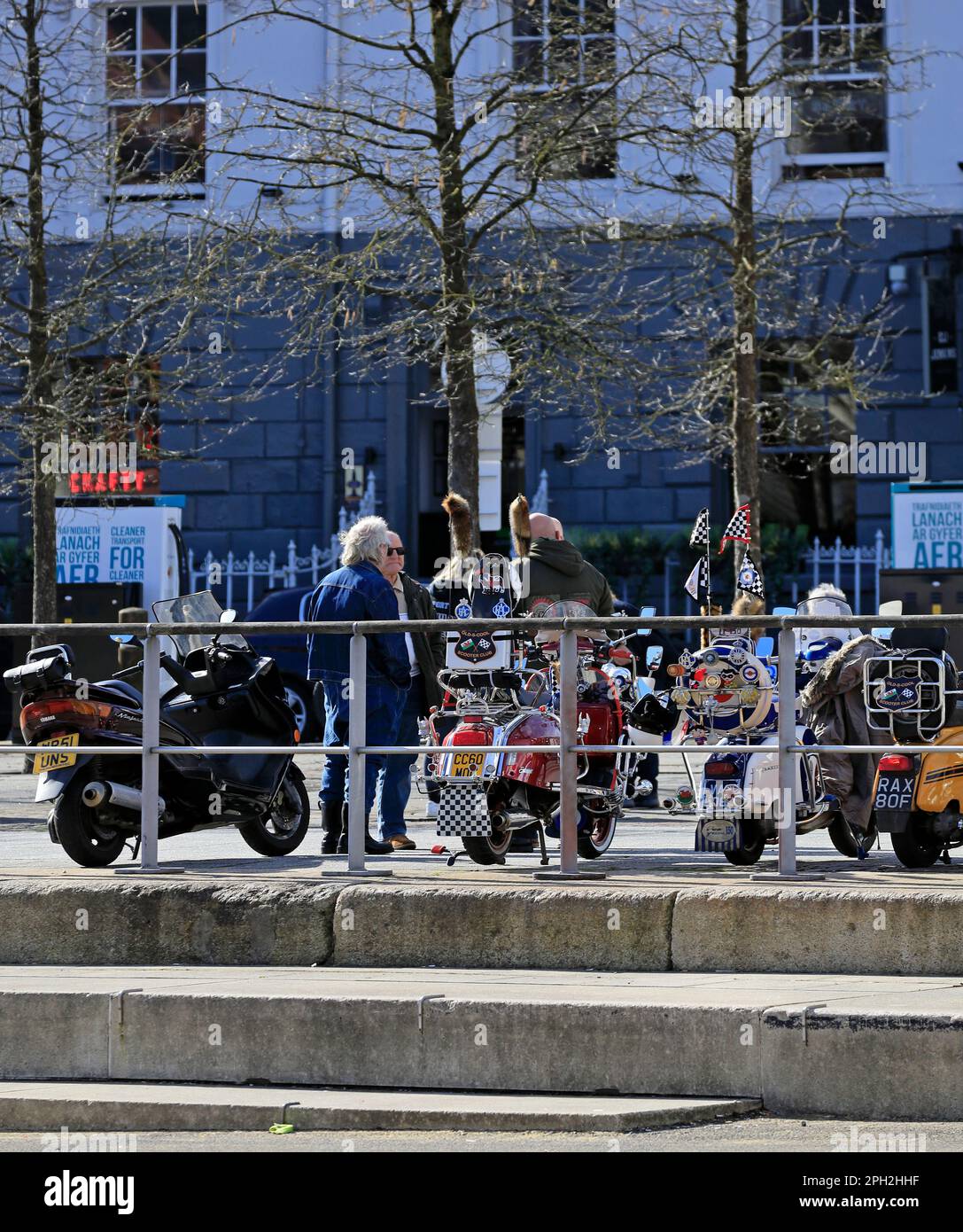 Cardiff Bay motor scooter gettogether. OldSCool Scooter Club.Taken
