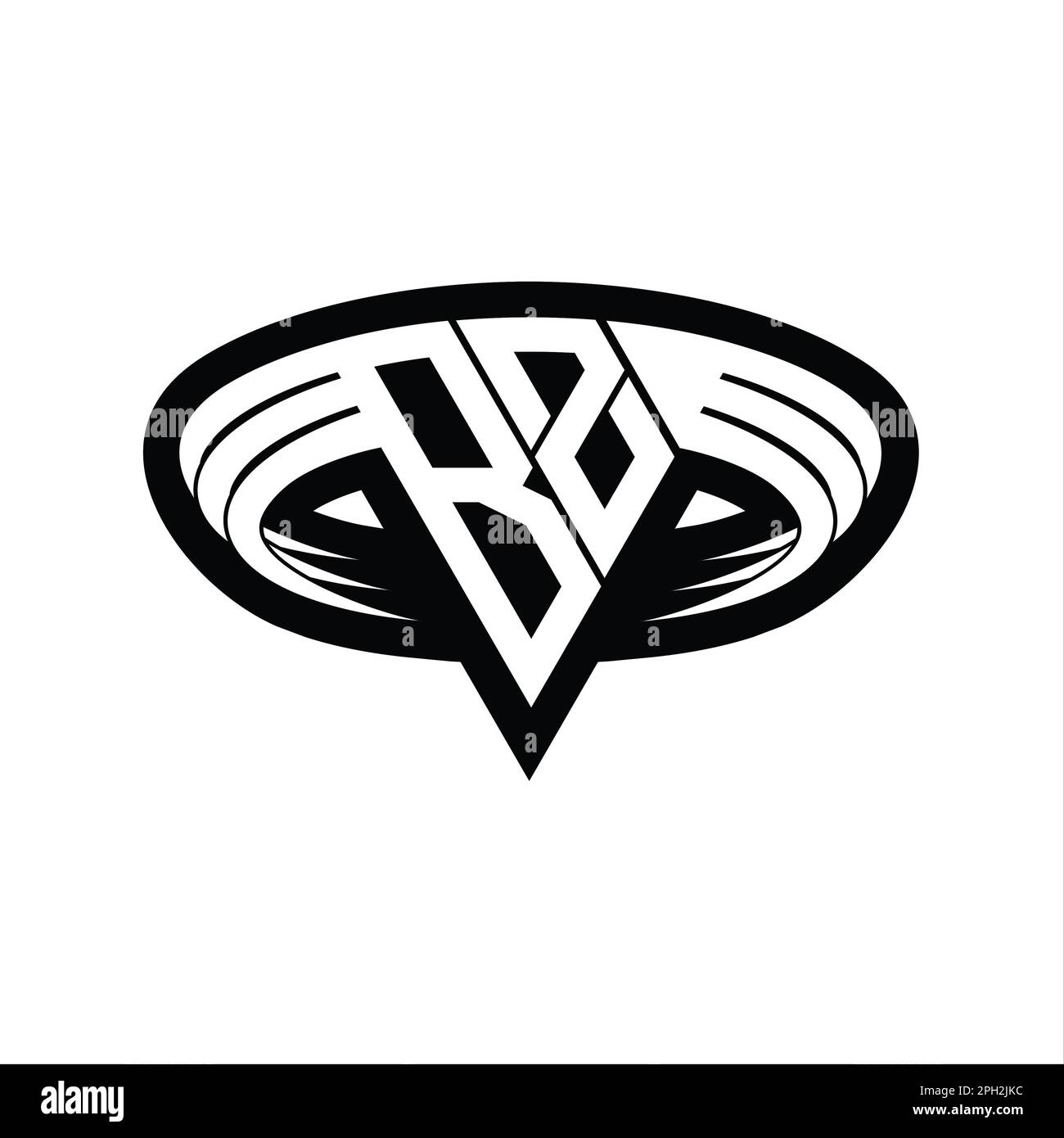 BZ Logo monogram letter with triangle shape slice isolated outline ...