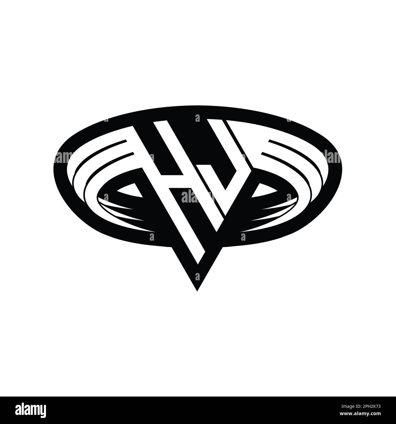 HJ Logo monogram letter with triangle shape slice isolated outline ...